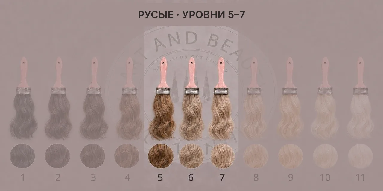 Палитра славянских волос — тёмные оттенки, уровни тона 5-7